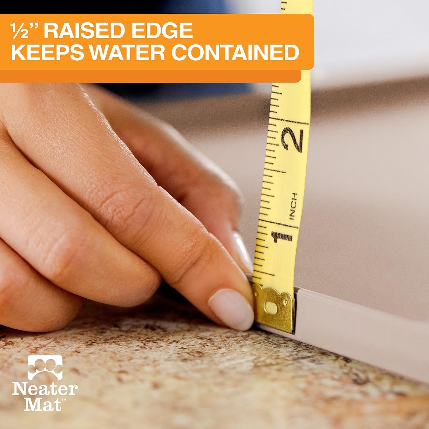 Neater Pet Brands Neater Mat Pet Mats for Food and Water, Cat & Dog Bowl Mat Waterproof Silicone, Feeding Tray, Dog Food Mats for Floors, Placemat w/Raised Edge for Under Bowls, 16” x 10”, Cappuccino