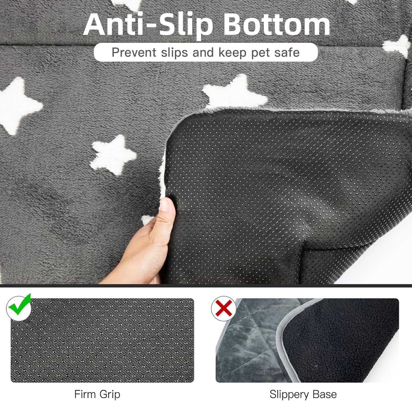 Mora Pets Cat Bed for Indoor Cats Washable Dog Crate Pad Cute Star Dog Bed Mat for Small Dogs Pet Kennel Pad for Cage Soft Flat Puppy Kitten Cushion Sleeping Anti-Slip Grey 22 x 13