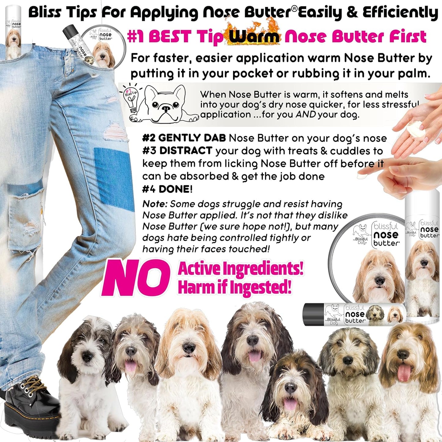 The Blissful Dog Petit Basset Griffon Unscented Nose Butter - Dog Nose Butter, 2 Ounce