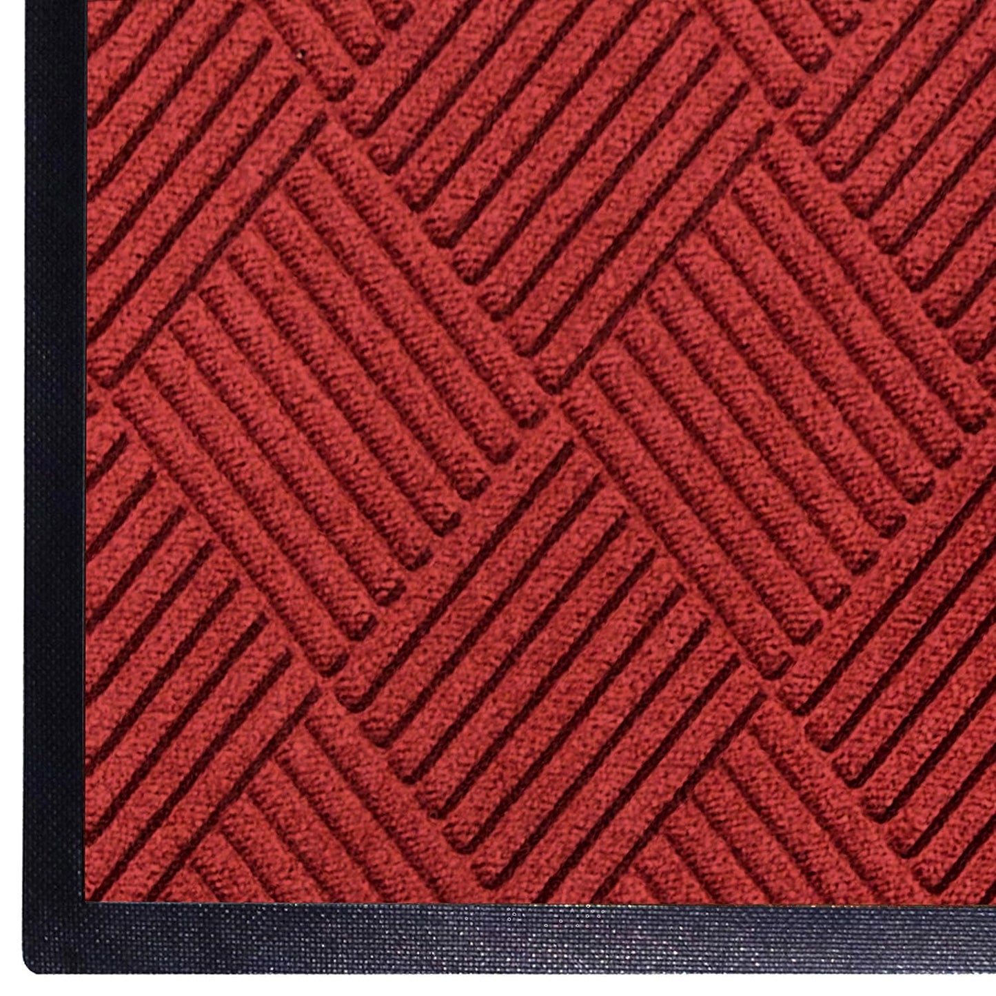 M+A Matting WaterHog Diamond | Commercial-Grade Entrance Mat with Rubber Border – Indoor/Outdoor, Quick Drying, Stain Resistant Door Mat (Solid Red, 3' x 4')