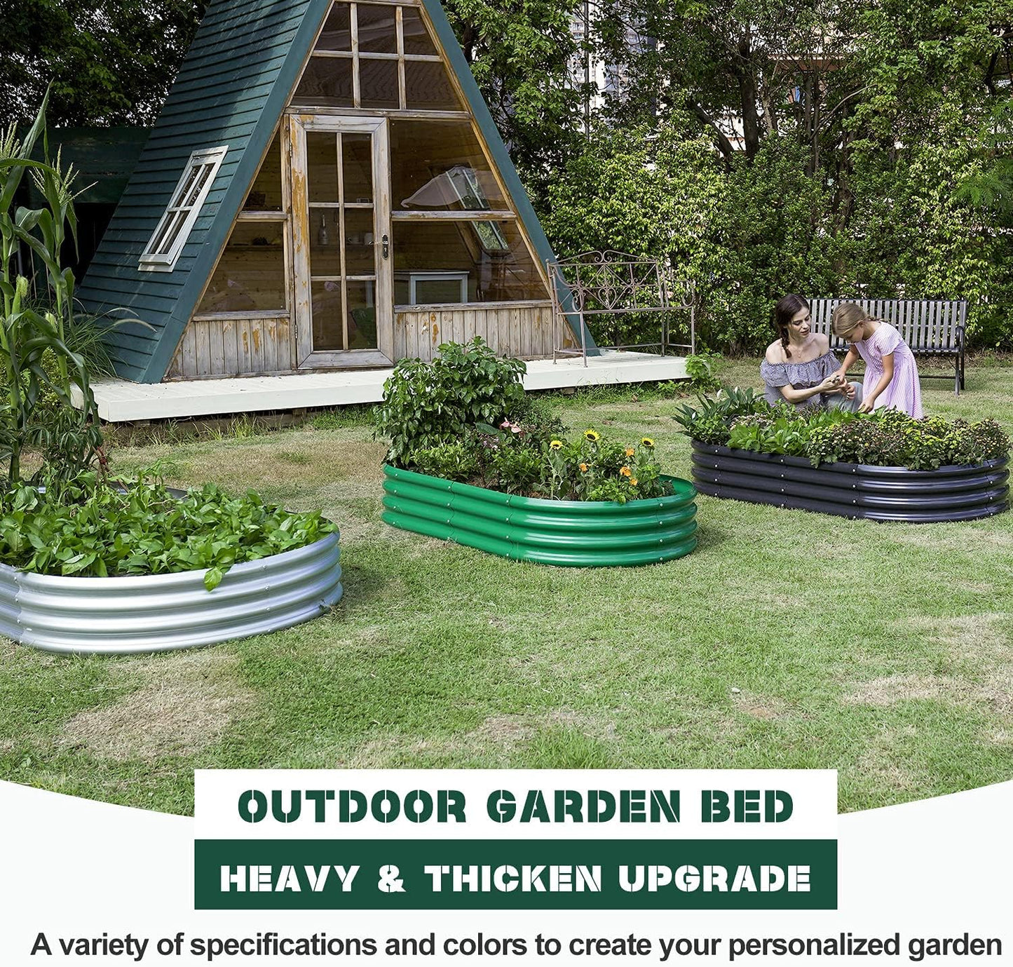 Land Guard Galvanized Raised Garden Bed Kit, Galvanized Planter Raised Garden Boxes Outdoor, Oval Large Metal Raised Garden Beds for Vegetables(Grey)4×2×1ft(1pcs)