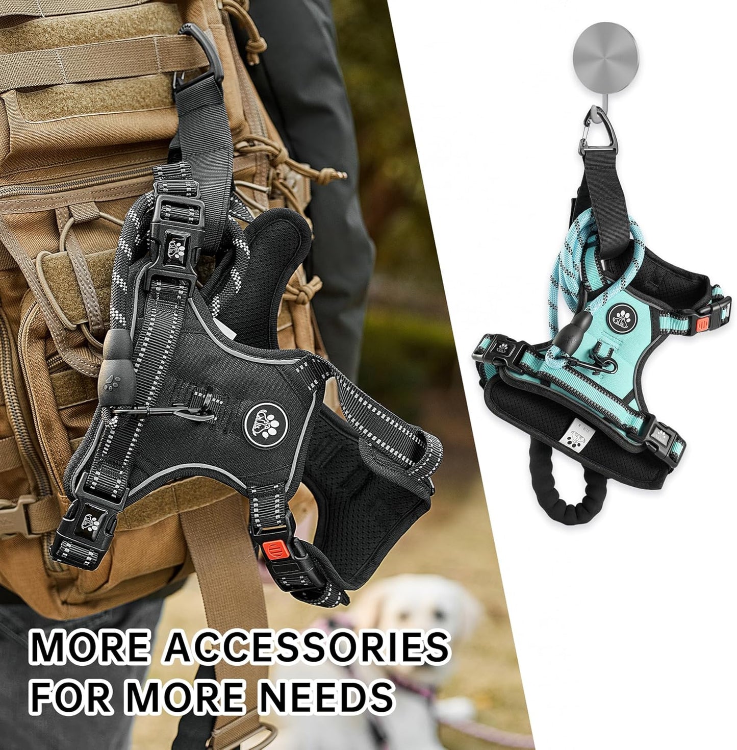 NESTROAD No Pull Dog Harness,Adjustable Oxford Dog Vest Harness with Leash,Reflective No-Choke Pet Harness with Easy Control Soft Handle for Small Dogs(Small,Turquoise)