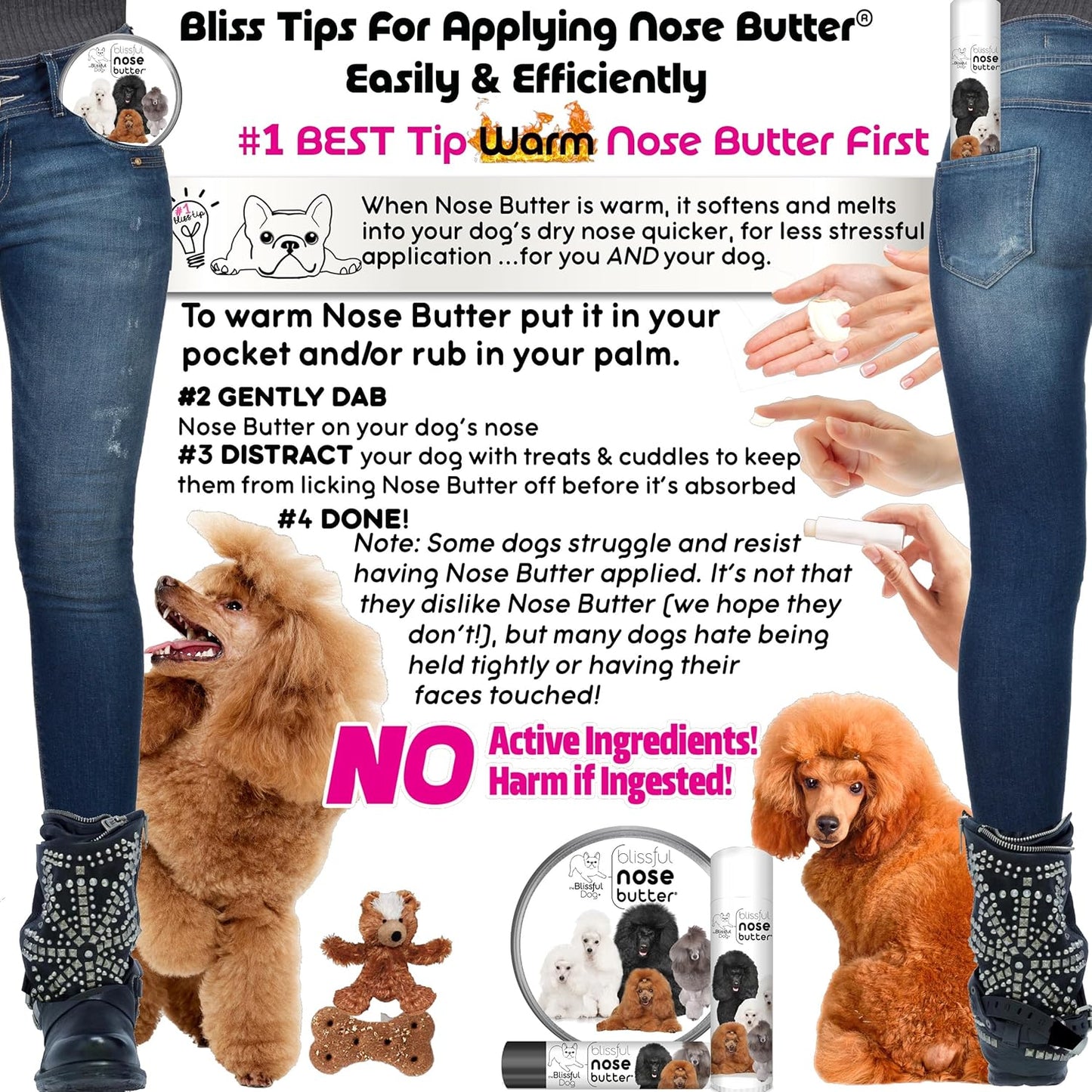The Blissful Dog Poodle Unscented Nose Butter - Dog Nose Butter, 16 Ounce