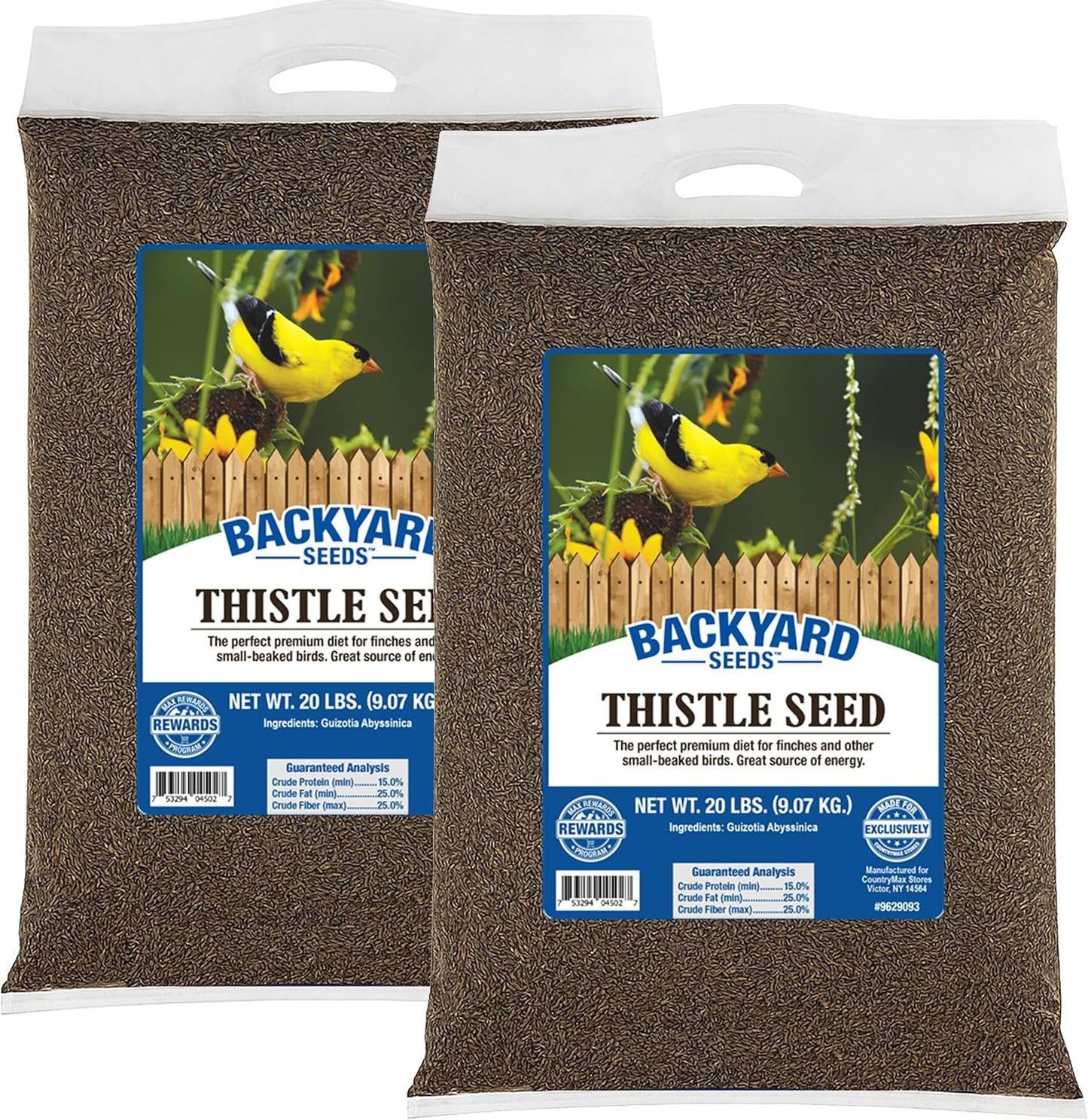 CountryMax Thistle Wild Bird Seed 40 lb – Premium Quality, 100% Clean, No Debris – Attracts Finches & Small Songbirds