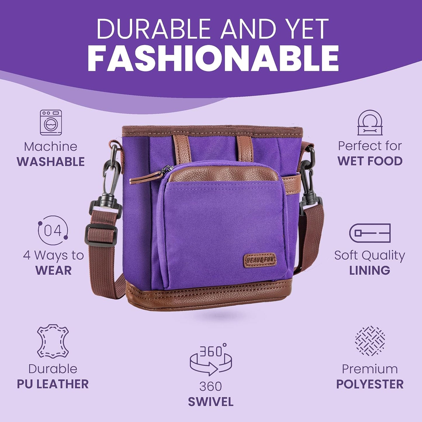 BEAU&FUR Dog Treat Pouch with Clicker for Training - Hands-Free Dog Treat Bag with Magnetic Closure, Built-in Poop Bag Holder Pocket