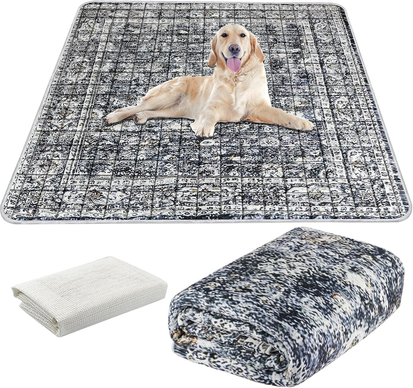 Extra Large Washable Pee Pads for Dogs (72"x72"), Upgrade Reusable Puppy Pads with Non-Slip Rug Pad, Super Thickening Absorbent Leakproof Dog Traning Pads Whelping Pad for Dogs, Doggie