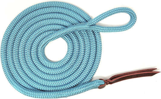 Double Braid Lead Rope with Eye Splice Loop, 12-14FT Lengths (Ice Blue, 12 ft.)