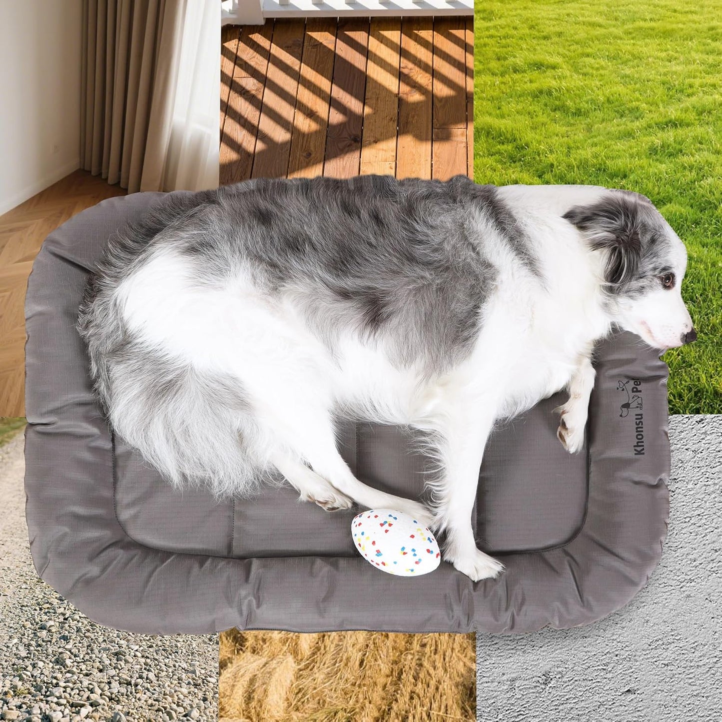 KHONSU PET Durable Dog Bed Tough and Tear Proof Dog Crate Bed, 800lbs Tear Strength PVC-Backed Waterproof Ped Bed Mat Indoor & Outdoor Use for Dogs up to 60 lbs