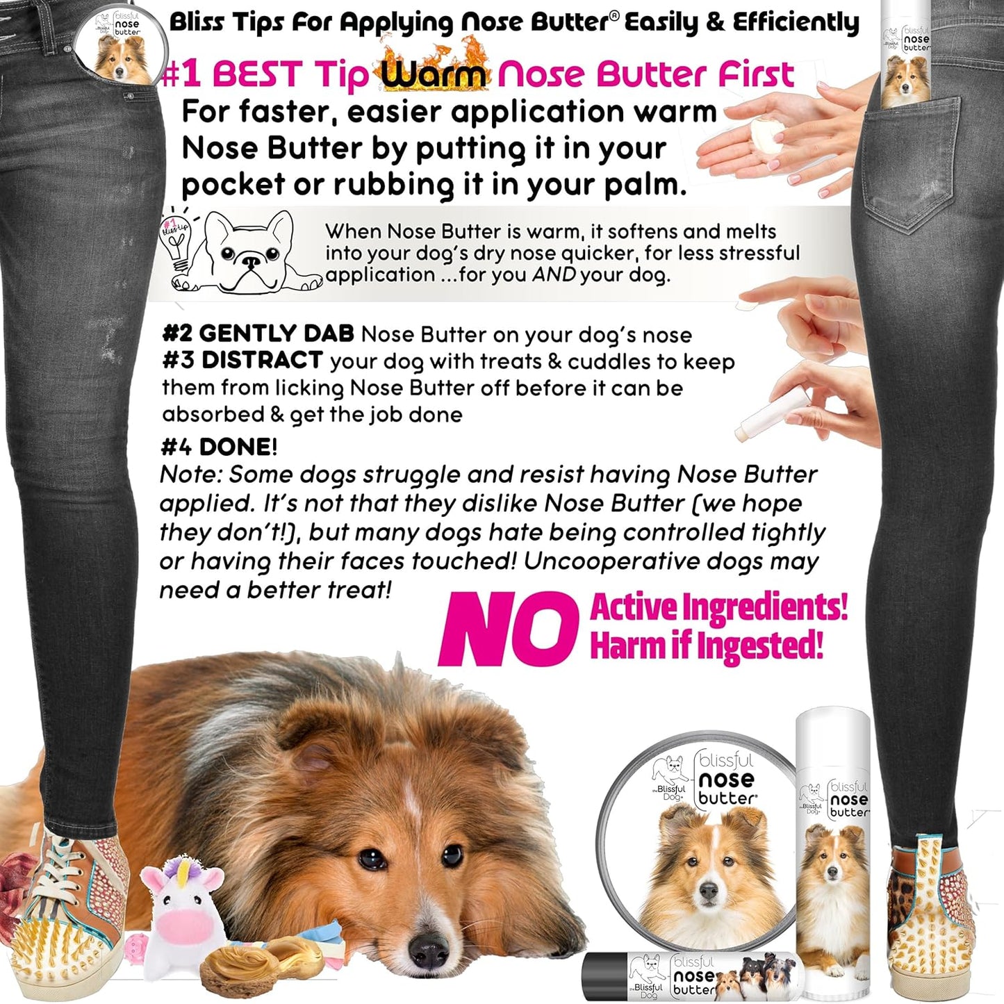 The Blissful Dog Shetland Sheepdog Nose Butter, Versatile Dog Nose Balm for Dry Nose, Handcrafted Nose Moisturizer, Easy-to-Apply Dog Essentials, Unscented, 0.50 oz.