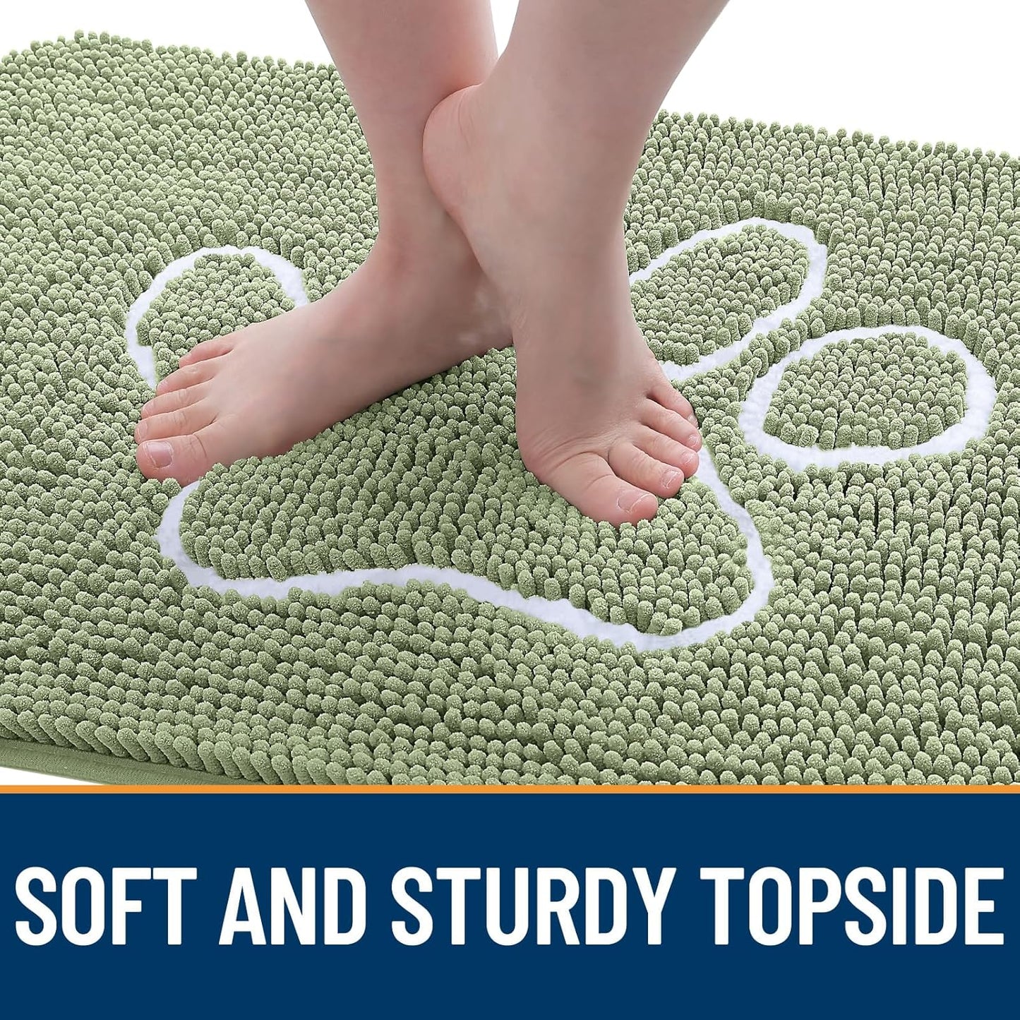 OLANLY Door Mat for Muddy Dog Paws 30x20, Ultra Absorbent Chenille Mud Doormat with Paw Print Design, Non-Slip Washable Doormat for Indoor Entryway, Quick-Dry Pet Bed Mats for Dirty Dogs, Sage Green