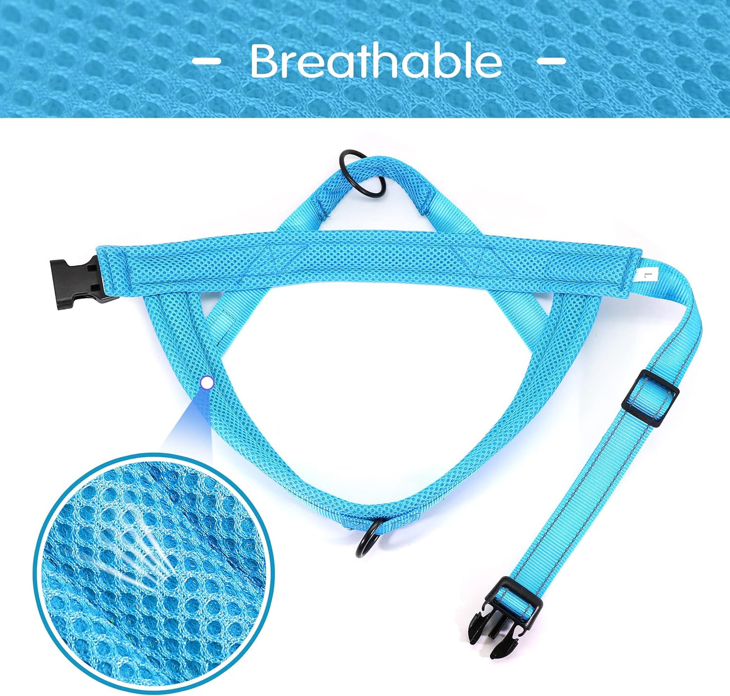 Didog No Pull Dog Harness with Soft Mesh Padded,Reflective & Quick Fit Light Weight Dog Strap Vest Harness,Easy for Walking Training (M:Chest 21-26", Mesh-Blue)