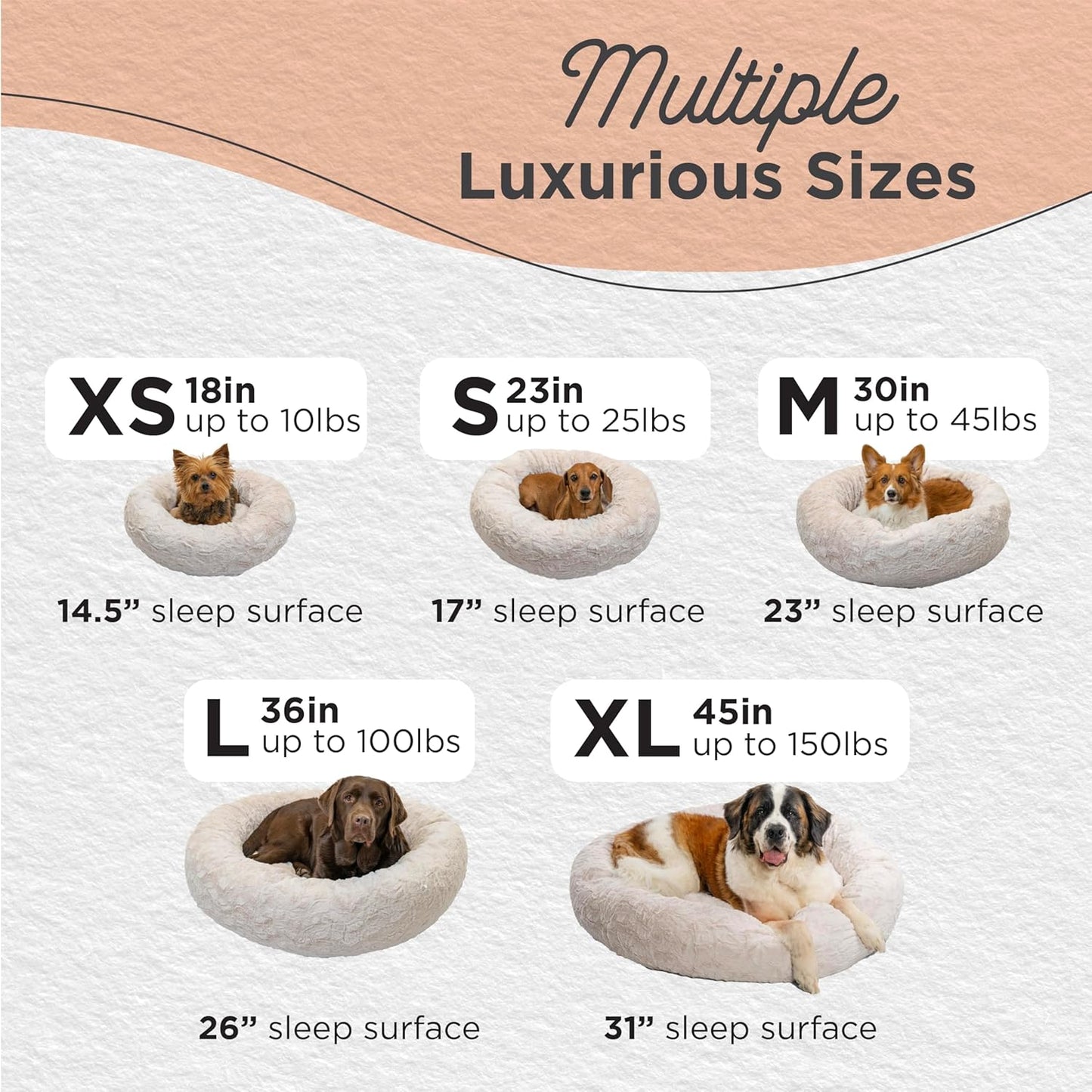 Best Friends by Sheri Original Calming Donut Dog and Cat Bed, Lux Faux Fur, Oyster, XS (18in x 18in) - Anxiety Relief for Pets Up to 10 lbs