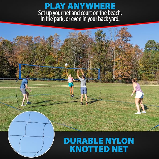 Outdoor Volleyball Net for Backyard. 12FT/20FT/32FT 4 Adjustable