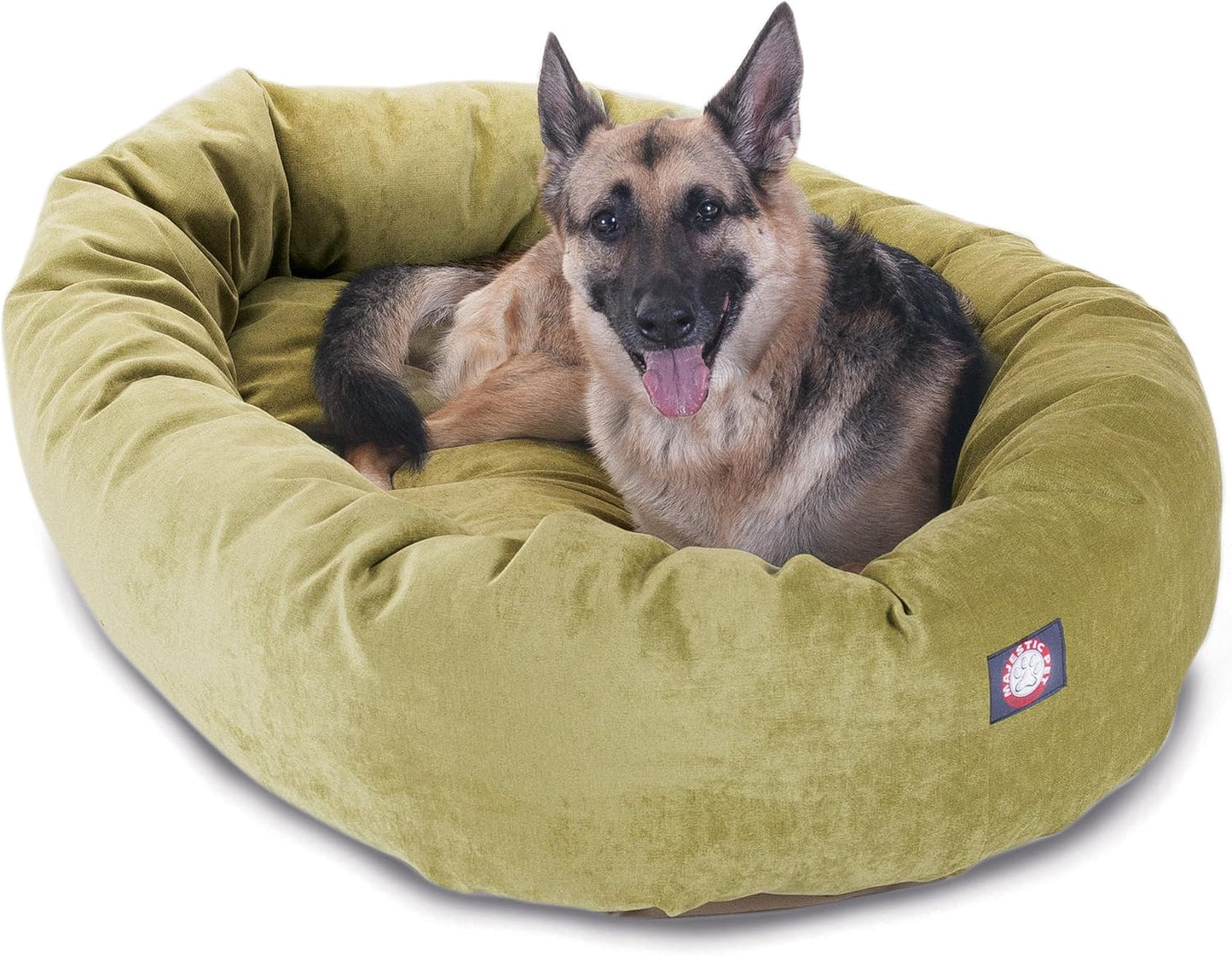 Majestic Pet 52 Inch Micro Velvet Calming Dog Bed Washable 52x35x11 (inch) – Cozy Soft Round Donut Dog Bed with Spine for Head Support -Pet Bed X- Large – Apple (2025)