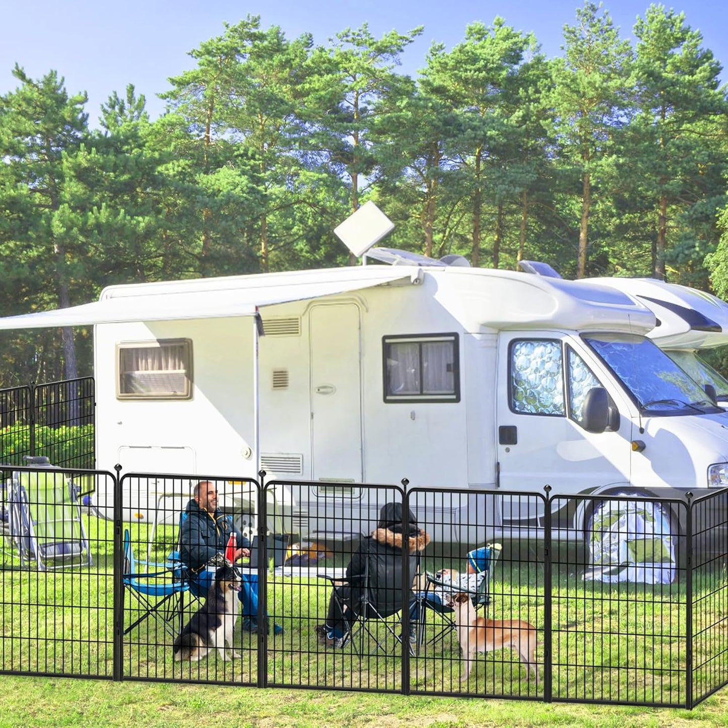 Dog Playpen 40 inch 22 Panels Indoor Outdoor Dog Pen for Large/Medium/Small Dogs Heavy Duty Metal Dog Fence Outdoor for Yard, Puppy Playpen with Door Portable Pet Fence for RV Camping Yard