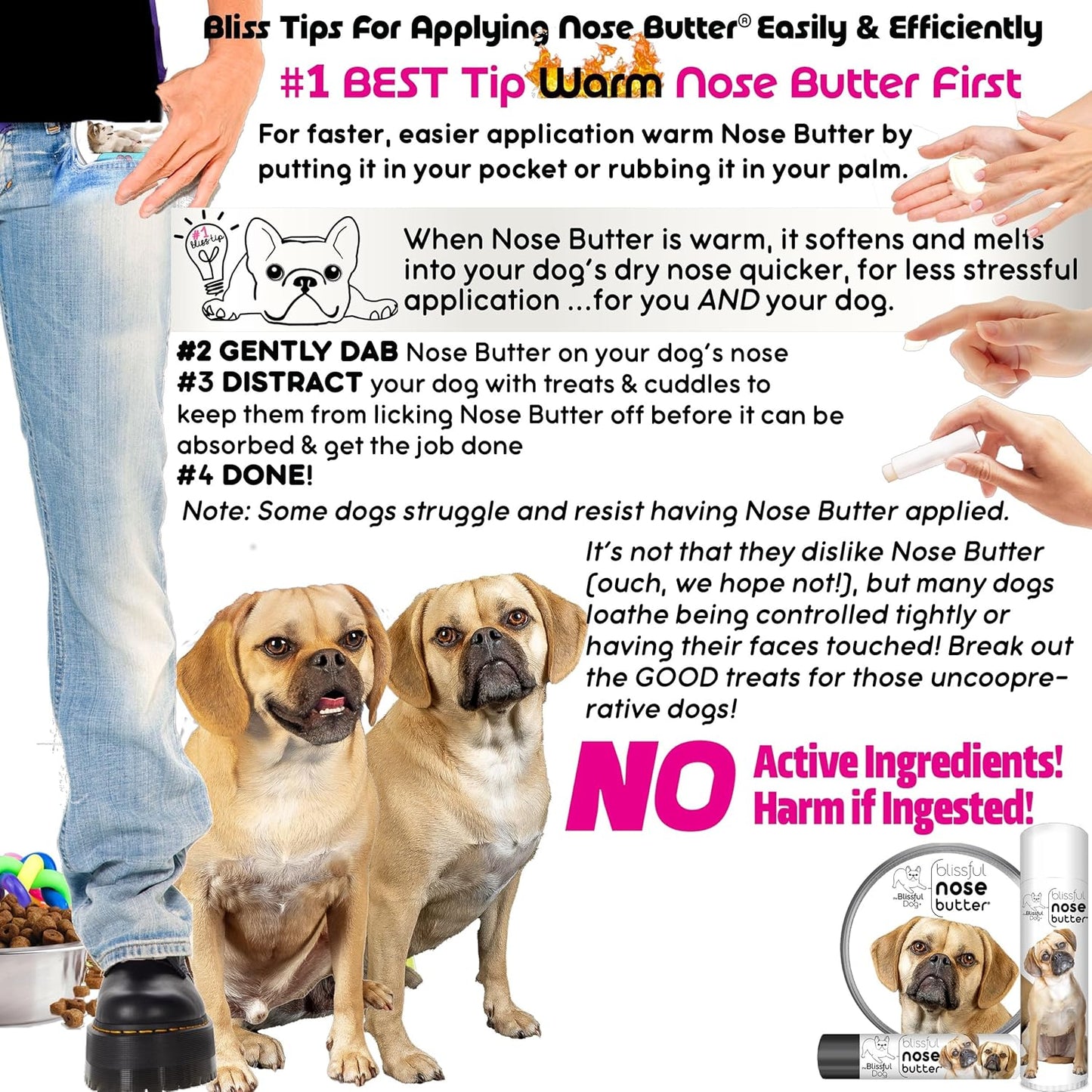 The Blissful Dog Puggle Unscented Nose Butter - Dog Nose Butter, 0.50 Ounce,UNSC-50OZ-PUGGLE