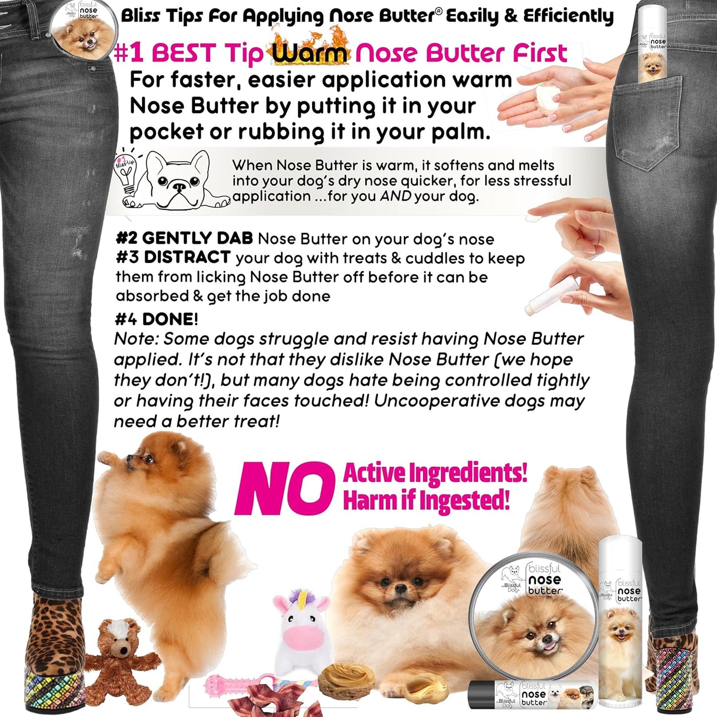 The Blissful Dog Pomeranian Nose Butter for Dry, Cracked Skin, Lick-Safe Dog Nose Balm with Moisturizing Shea Butter, Almond, Olive, and Essential Oils, Pet Supplies, Uncented, 0.50 oz.