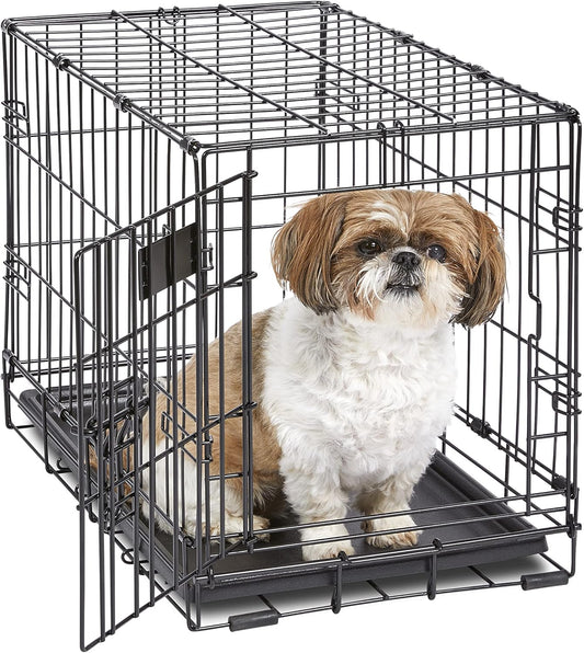 MidWest Homes for Pets 22-Inch iCrate Folding Dog Crate with Divider Panel, Leak-Proof Tray & Secure Latches – Metal Wire Kennel for XS Breeds – Portable, Durable & Easy to Assemble