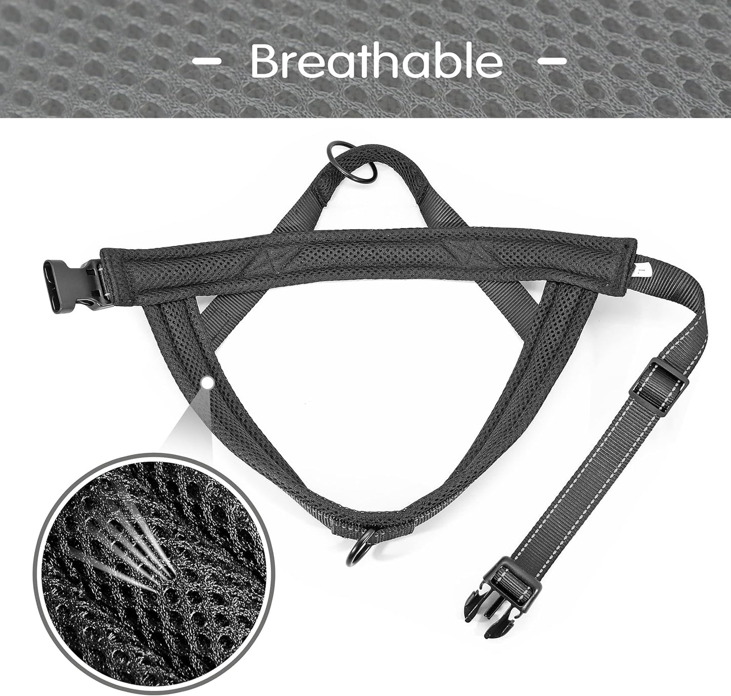 Didog No Pull Dog Harness with Soft Mesh Padded,Reflective & Quick Fit Light Weight Dog Strap Vest Harness,Easy for Walking Training (L:Chest 26-32", Mesh-Black)