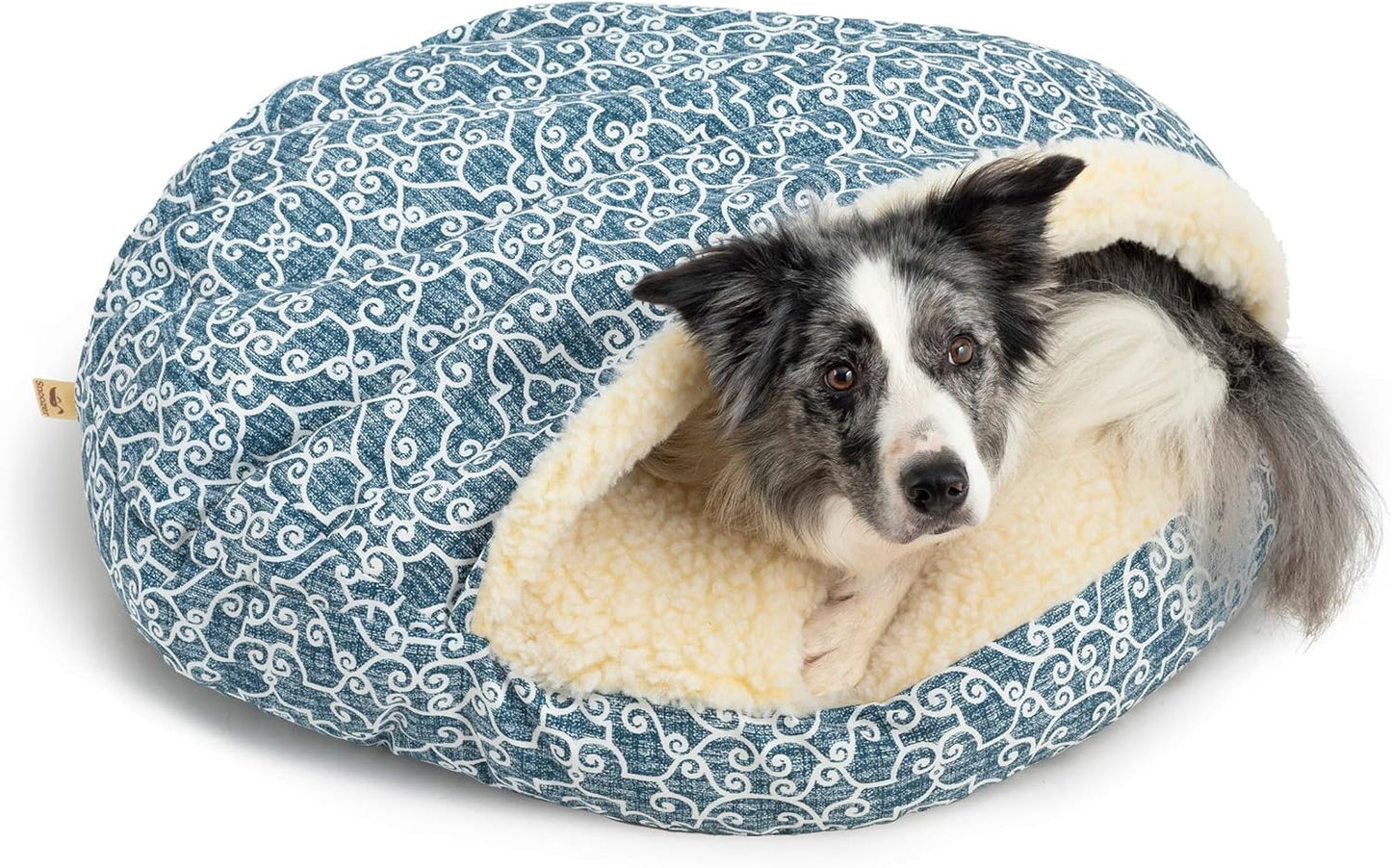 Snoozer Luxury Cozy Cave Dog Bed - Indoor Dog Bed with Cover Cave, Covered Calming Burrow for Small & Medium Sized Pets with Blanket Attached, Enclosed, Washable - Large, Ramey Oxford