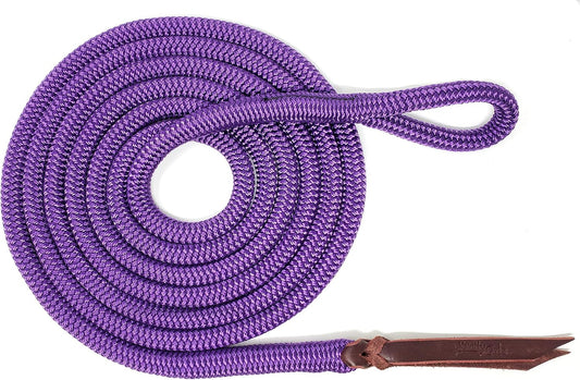 Double Braid Lead Rope with Eye Splice Loop, 12-14FT Lengths (Purple, 12 ft.)
