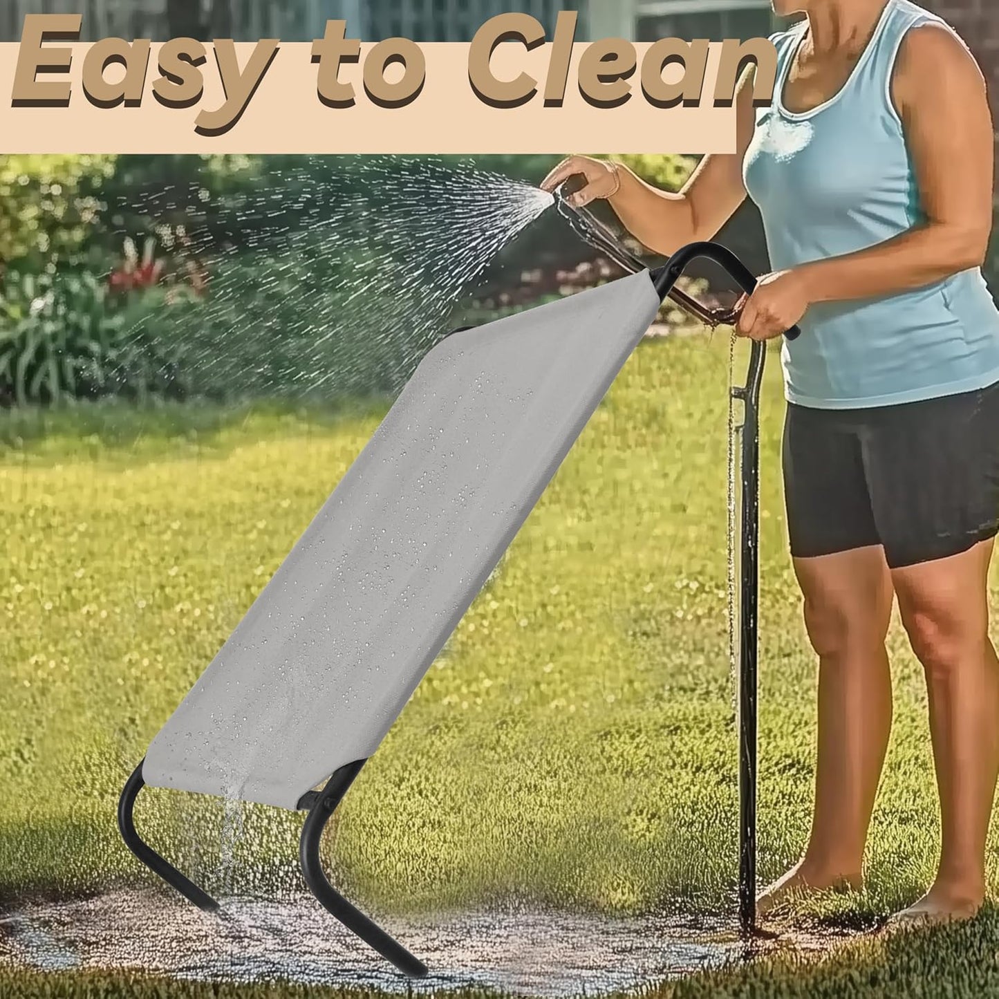 PHYEX Elevated Dog Bed for Large Dogs, Raised Dog Bed with Breathable Mesh, Non Slip, Easy to Clean, 50.5 Inches, Grey