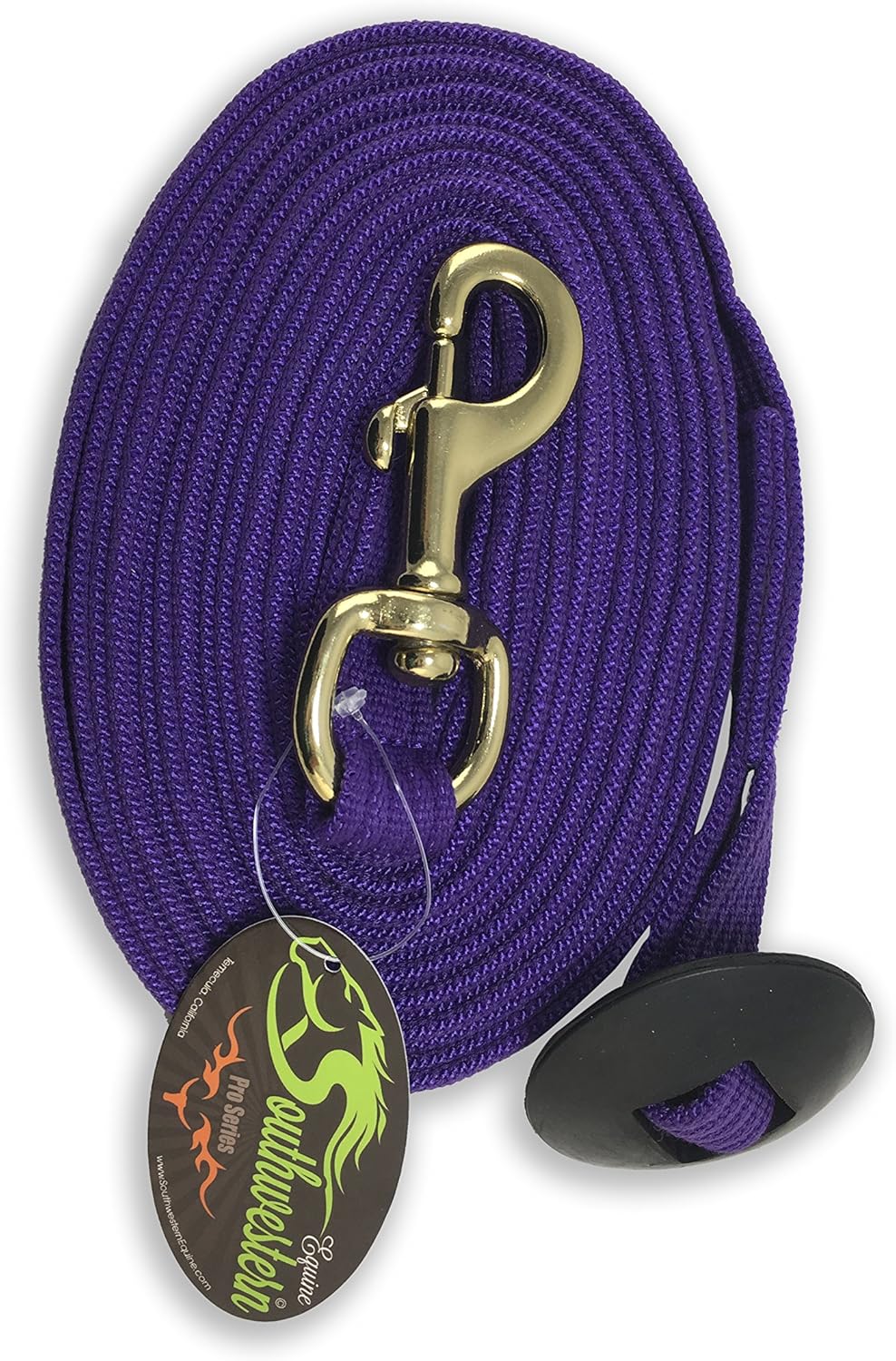 Southwestern Equine Lunge Line for Horses Cotton Horse Lunge Line with Bolt Snap & Rubber Stop (Purple, 24')