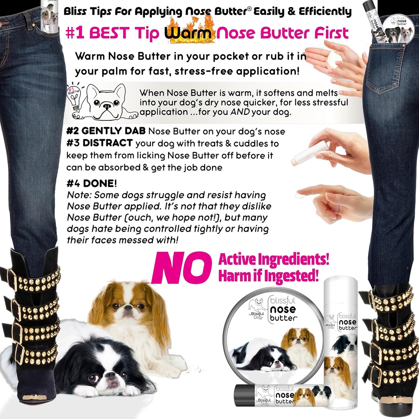 The Blissful Dog Japanese Chin Nose Butter, Versatile Dog Nose Balm for Dry Nose, Handcrafted Nose Moisturizer, Easy-to-Apply Dog Essentials, Unscented, 1 oz.