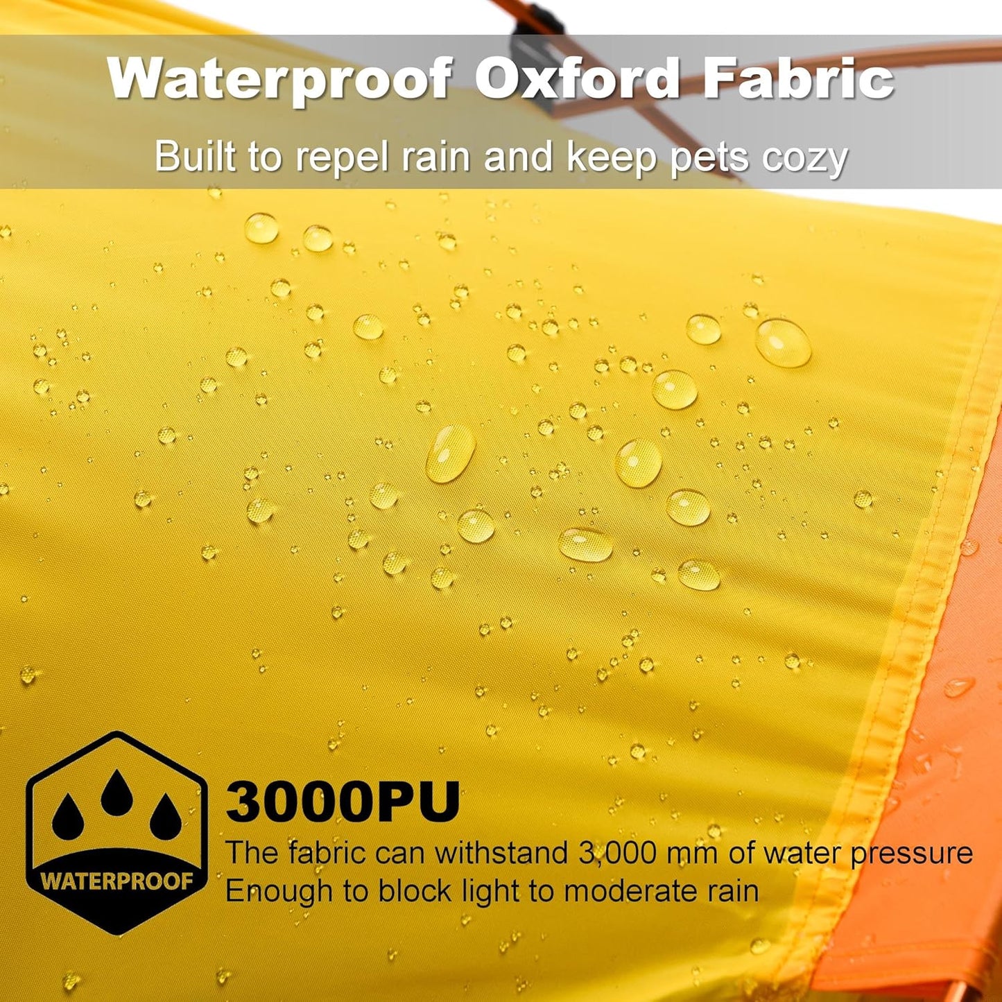 Dog Tent and Portable Playpen Outdoor Waterproof, with Aluminum Poles and Camping Mat, Pet Tent with Zippered Mesh Door, Dog House Outdoor, for Camping, Travel, Backyard, Patio (Yellow, Small)