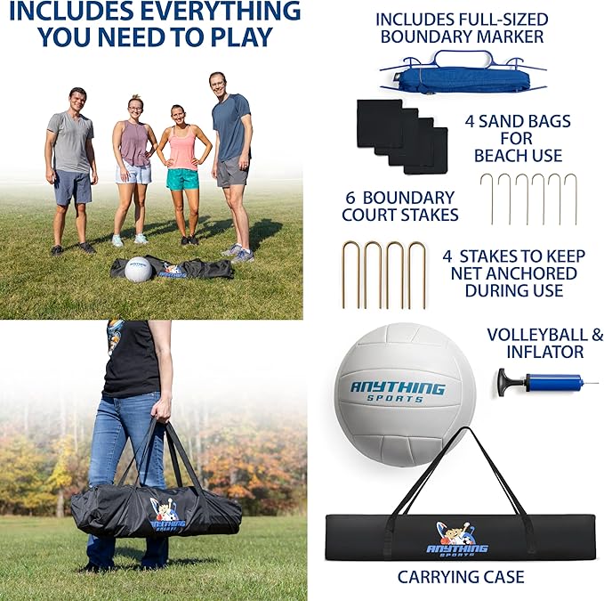 Outdoor Volleyball Net for Backyard. 12FT/20FT/32FT 4 Adjustable