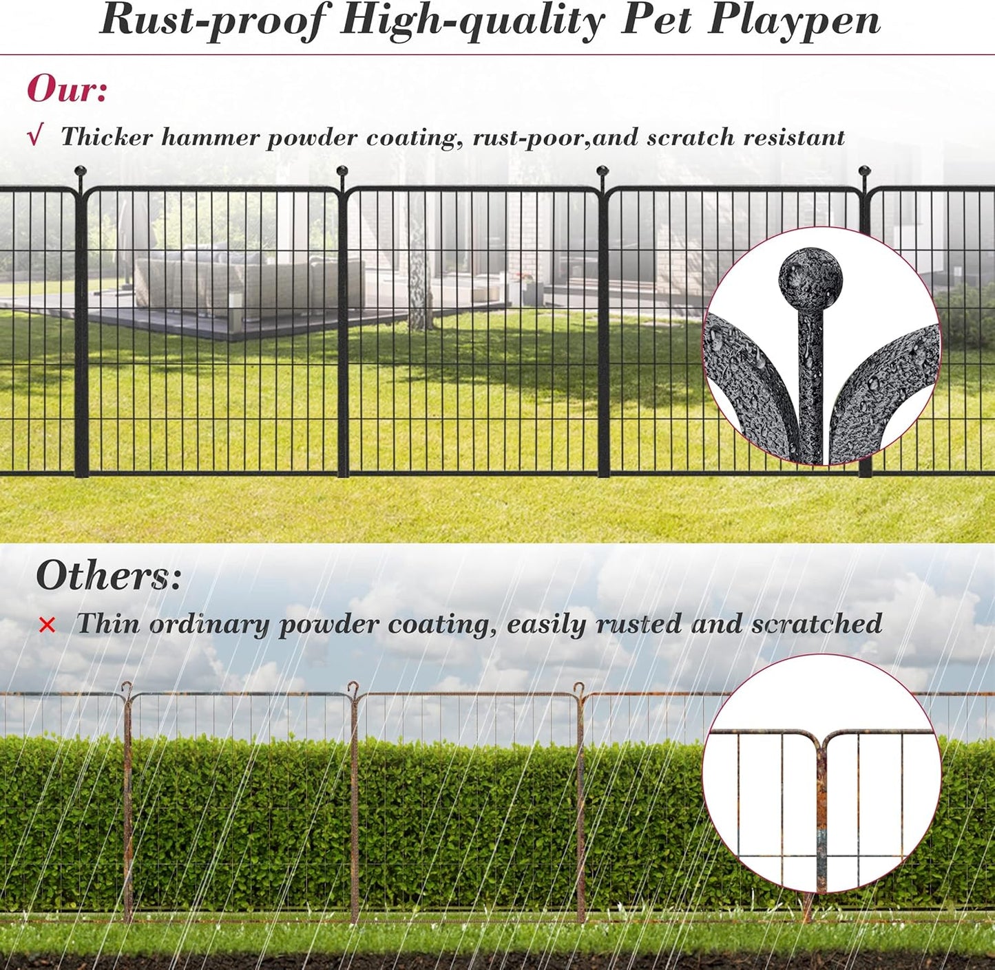 Dog Playpen 32 inch 12 Panels Indoor Dog Pen for Medium/Small Dogs Heavy Duty Metal Dog Fence Outdoor for Yard, Puppy Playpen with Door Portable Pet Fence for RV Camping Yard