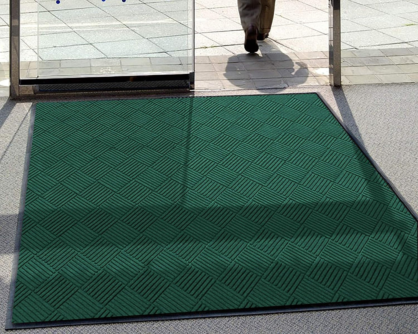 WaterHog Diamond | Commercial-Grade Entrance Mat with Rubber Border – Indoor/Outdoor, Quick Drying, Stain Resistant Door Mat (Evergreen, 3' x 10')