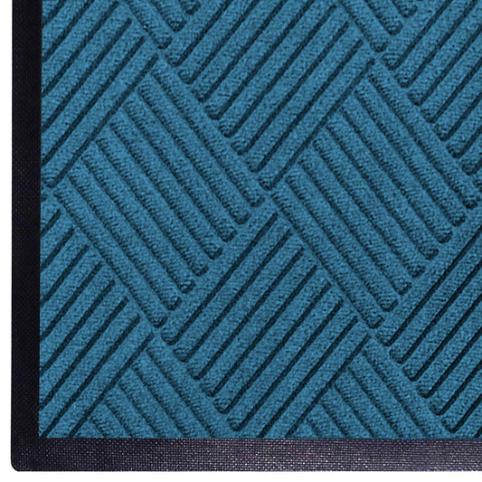 WaterHog Diamond | Commercial-Grade Entrance Mat with Rubber Border – Indoor/Outdoor, Quick Drying, Stain Resistant Door Mat (Medium Blue, 6' x 12')
