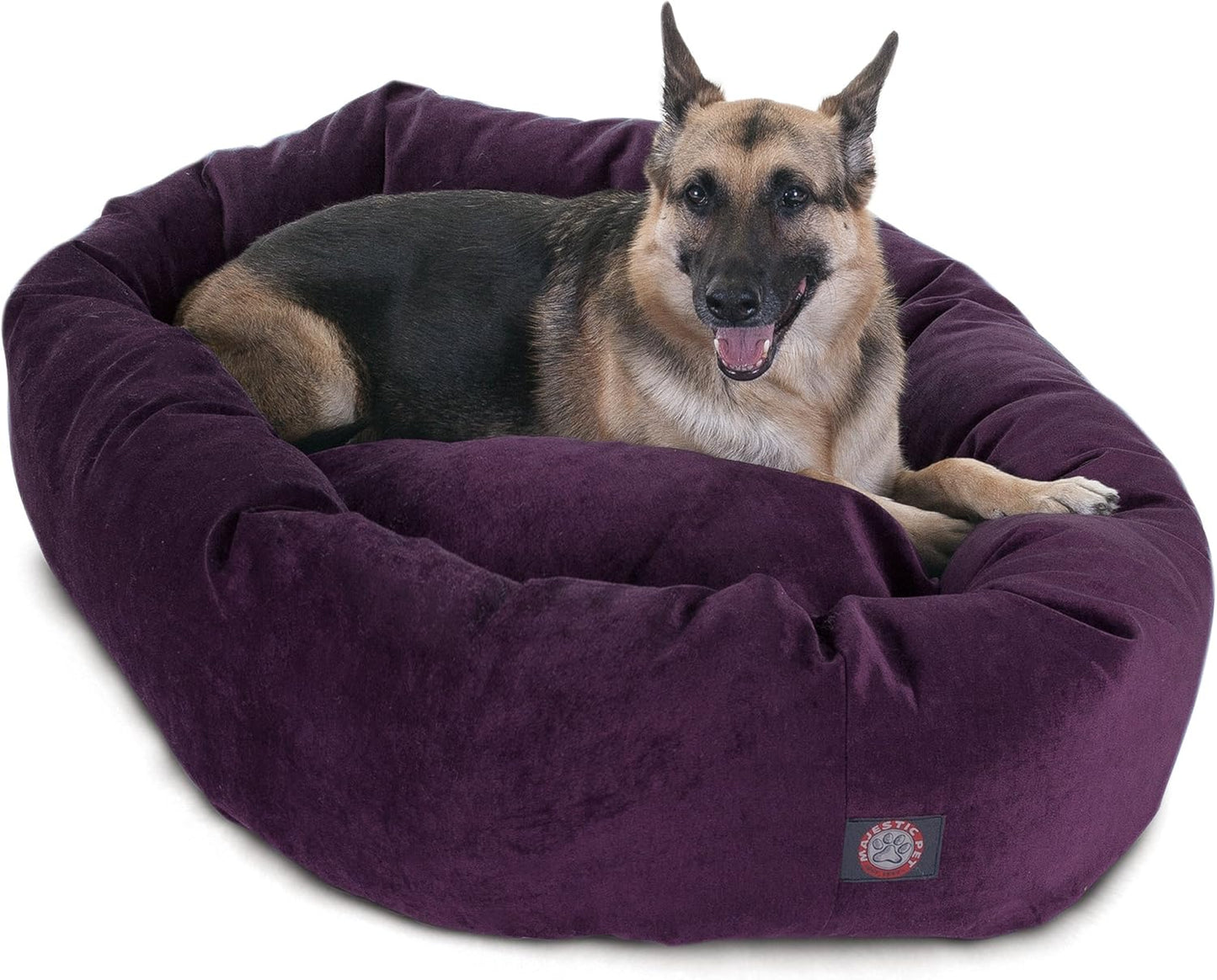 Majestic Pet Villa 52 Inch Shredded Memory Foam Dog Bed for X-Large Sized Dogs 52x35x11 Inch–Orthopedic Dog Bed with Removable Washable Cover-Washable X-Large Pet Bed with Head Support-Aubergine