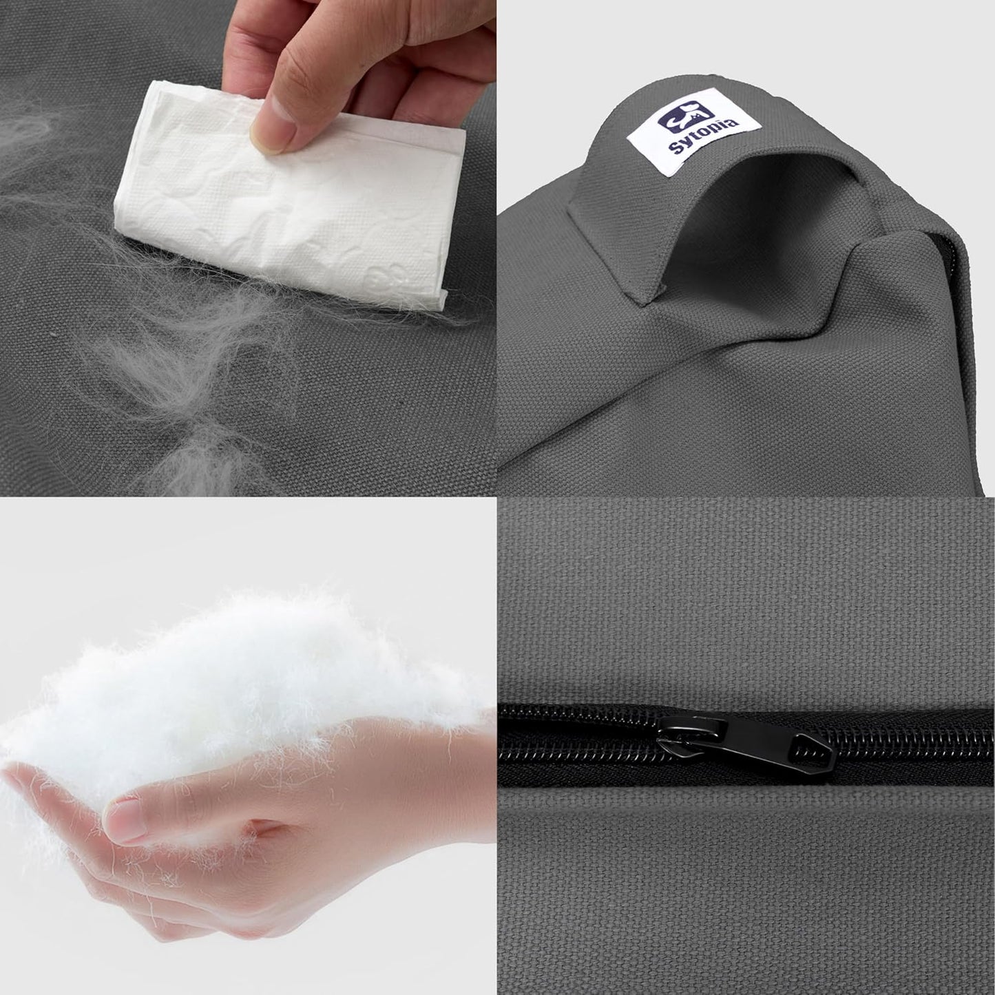 Sytopia 36-Inch Canvas Outdoor Dog Bed, Waterproof & Washable with Removable Cover, Ideal for Medium & Large Dogs, Chew-Proof Great for Indoor, Outdoor, Crate, or Patio Use (Dark Grey)