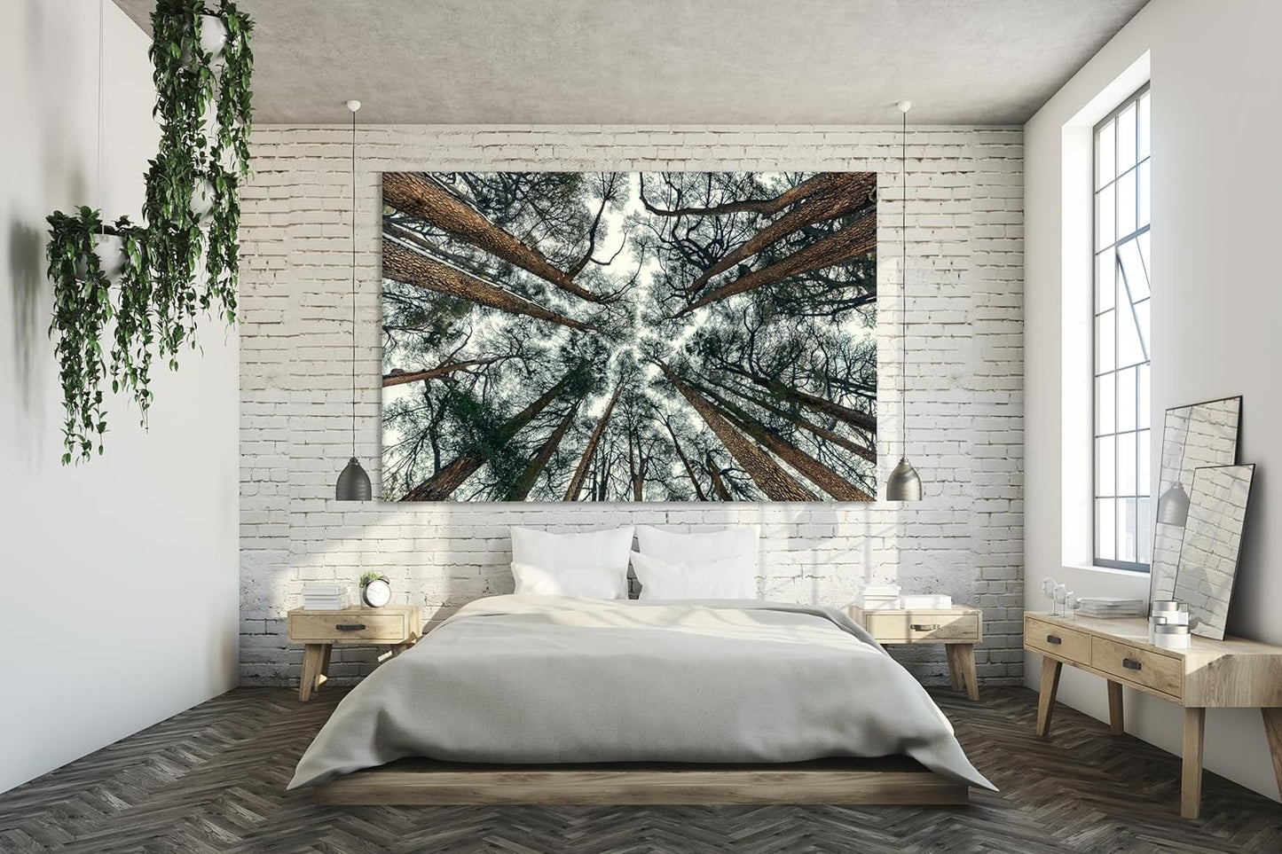 Nature Wall Art Prints - Ocean Forest Mountain Lake Canvas Landscapes - Small to Extra Large Living Room Bedroom Kitchen Bathroom Décor (Trees and Sky, 28L" x 41W")
