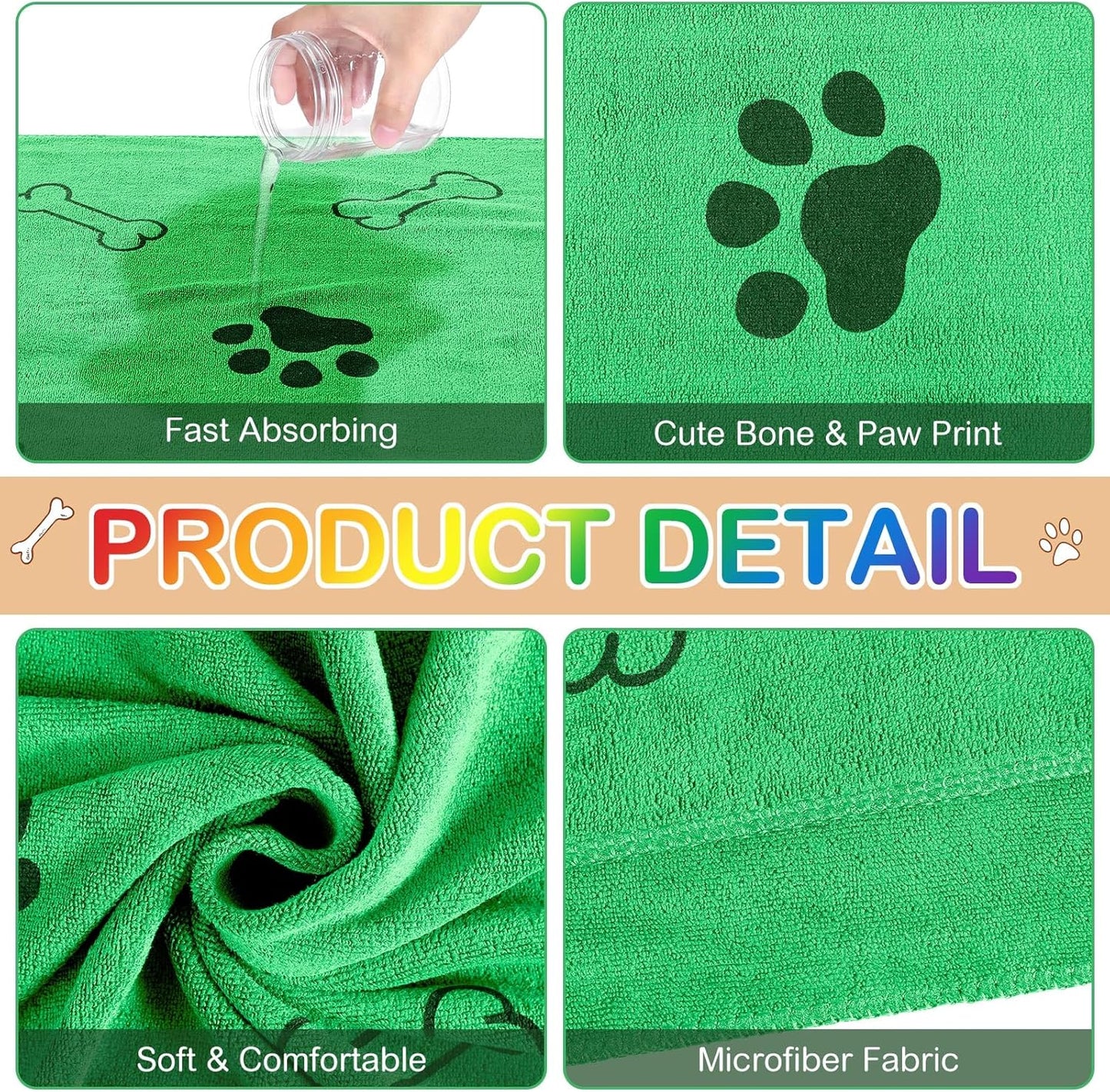 Chumia 8 Pcs Dog Towels for Drying Dogs Cats Pet Towels Bulk Puppy Microfiber Quick Drying Paw Bath Bathing Supplies Absorbent for Medium Pets(Bright Color,40 x 24 Inch)