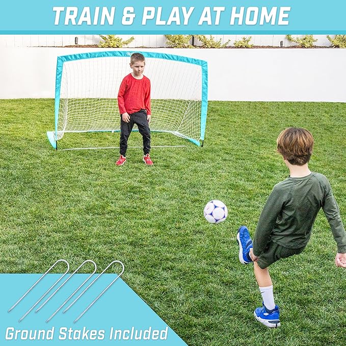 GoSports Portable Soccer Goals for Kids - 13 4 x 3 ft 6 x 4 ft